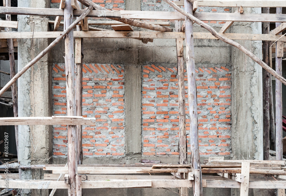 wooden scaffolding