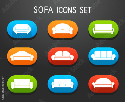 Sofas and Couches Furniture Icons Set