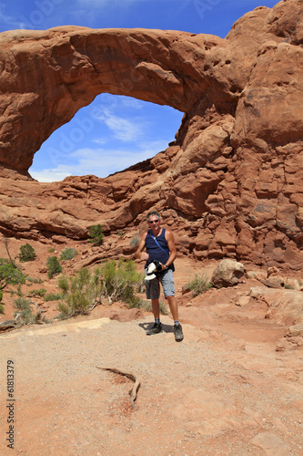 touriste à windows Arch, Arch national park, Arizona