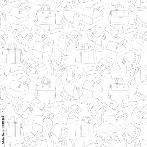 Seamless woman's stylish bags sketch
