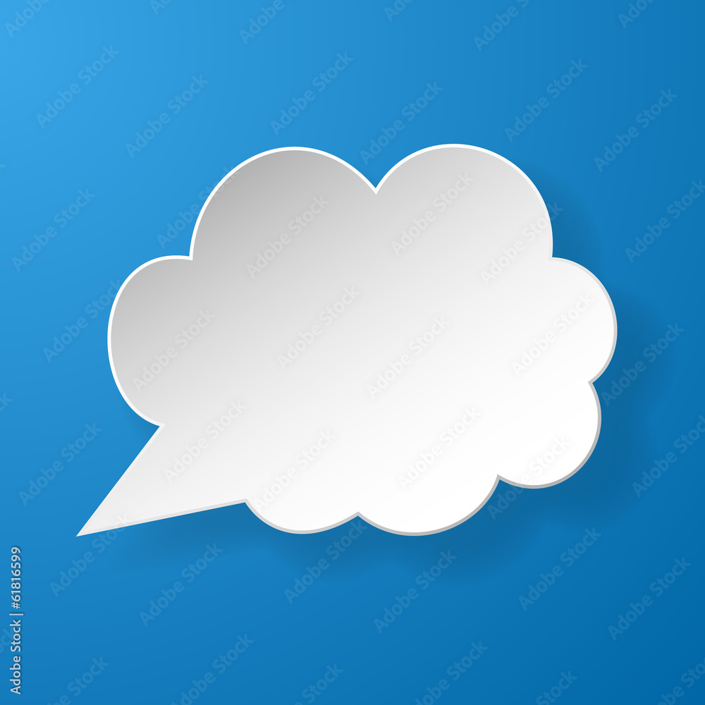 Abstract paper speech bubble on blue background Abstract paper speech bubble on blue background