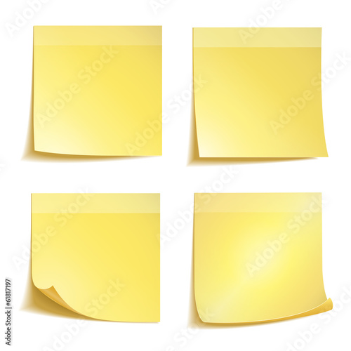 Yellow stick note paper on white background