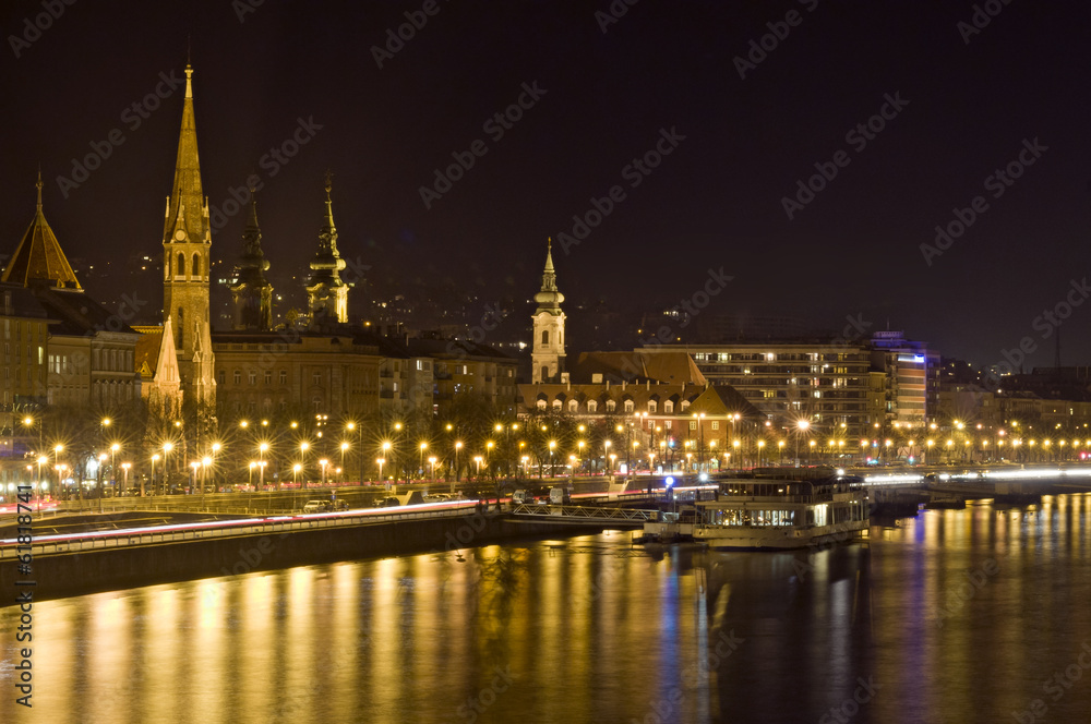 Riverside of Buda by night