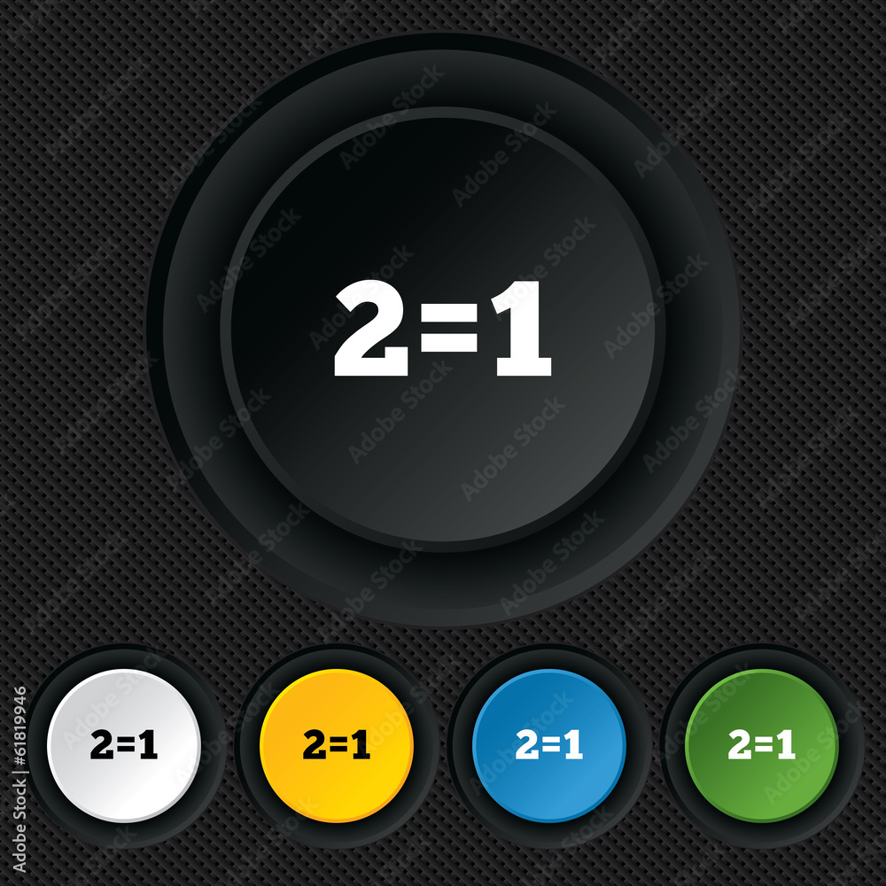 Two for one sign icon. Take two pay for one. Two for one sign icon. Take two pay for one.