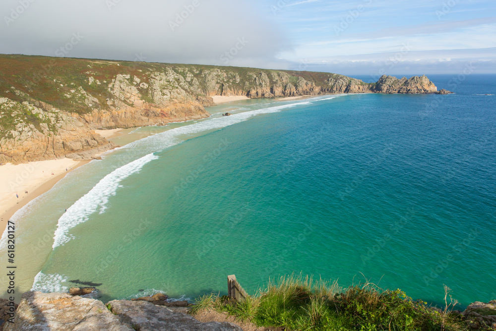 Autumn at Porthcurno beach Cornwall by Minack