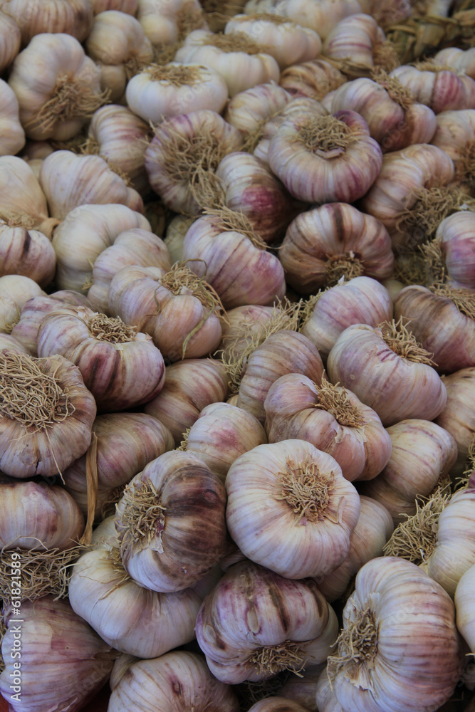 Fresh garlic at a market Fresh garlic at a market