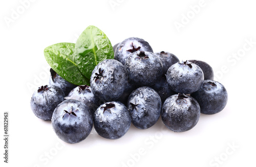 Fresh blueberry with leaves