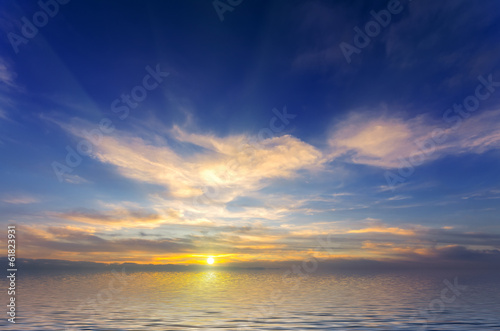 incredibly beautiful sunset on the shores of the ocean