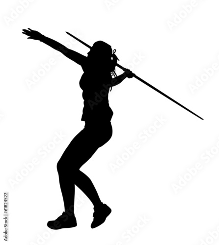 Side Profile of Girl Javelin Thrower Running up to Throw
