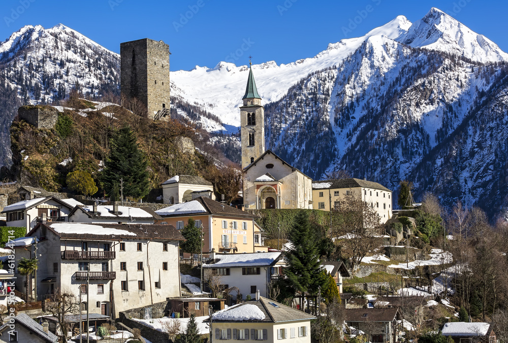Santa Maria in Calanca town, Switzerland