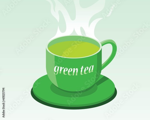 teacup in green color, green tea