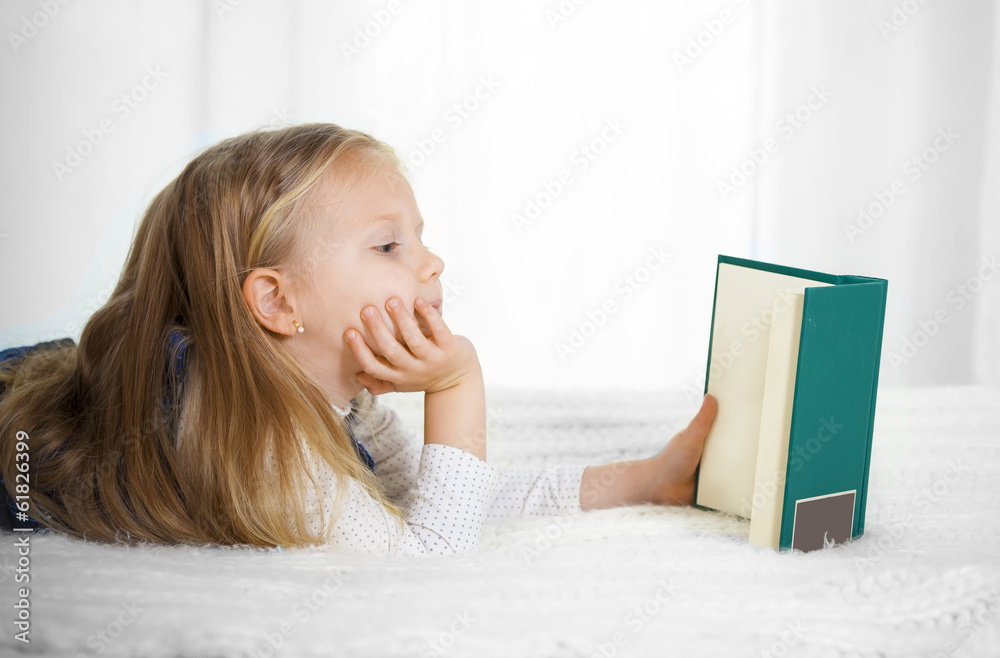 sweet cute blonde hair school girl reading a book sweet cute blonde hair school girl reading a book