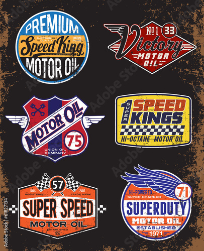 Vintage Motor Oil Signs and Label Set