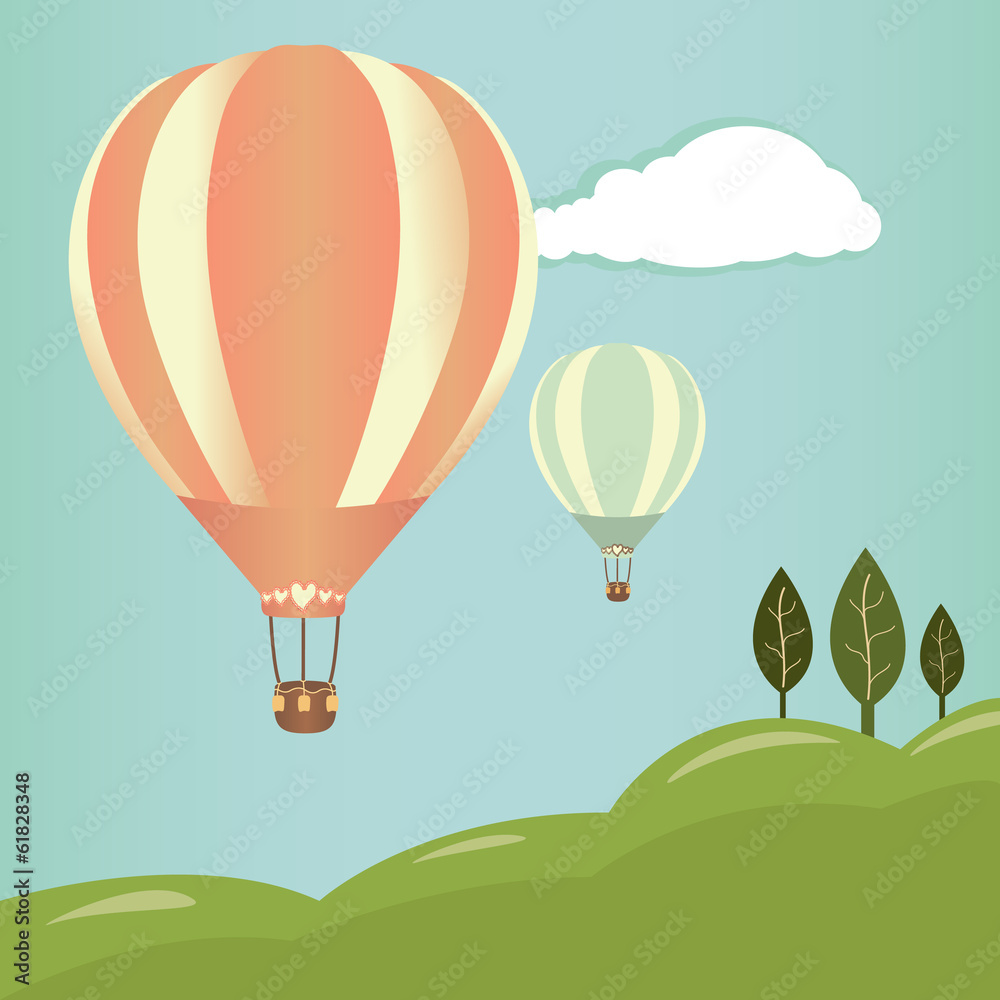 Fototapeta premium Hot air balloons landscape