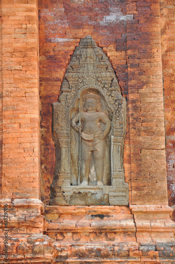 Ancient stone carving in Lolei Temple, Cambodia