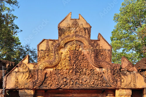 Beautiful detail of Banteay Srey Temple, Angkor in Cambodia photo