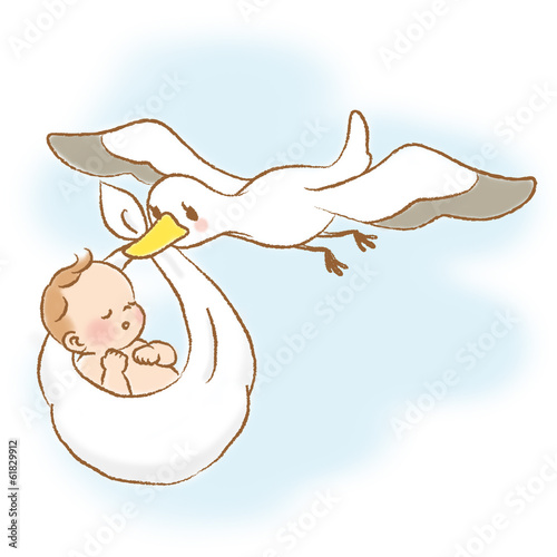 こうのとりと赤ちゃん Stock イラスト Adobe Stock