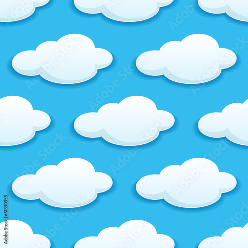 Seamless pattern of white fluffy clouds