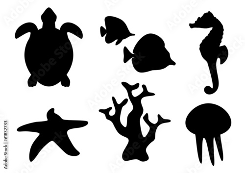 sea life silhouettes