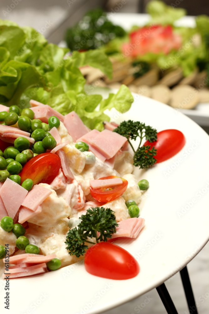 mixed ham salad tomato and lettuce mixed ham salad tomato and lettuce