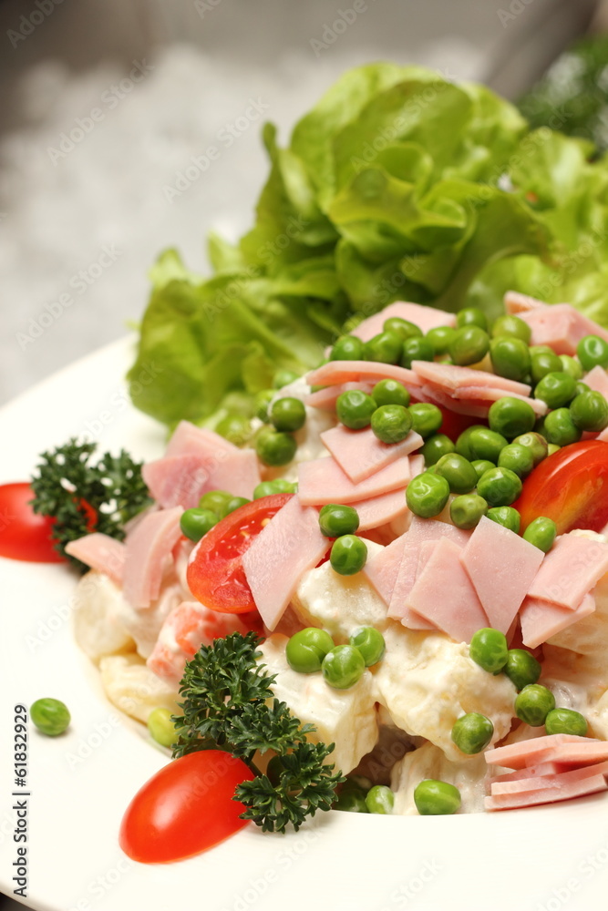 mixed ham salad tomato and lettuce mixed ham salad tomato and lettuce
