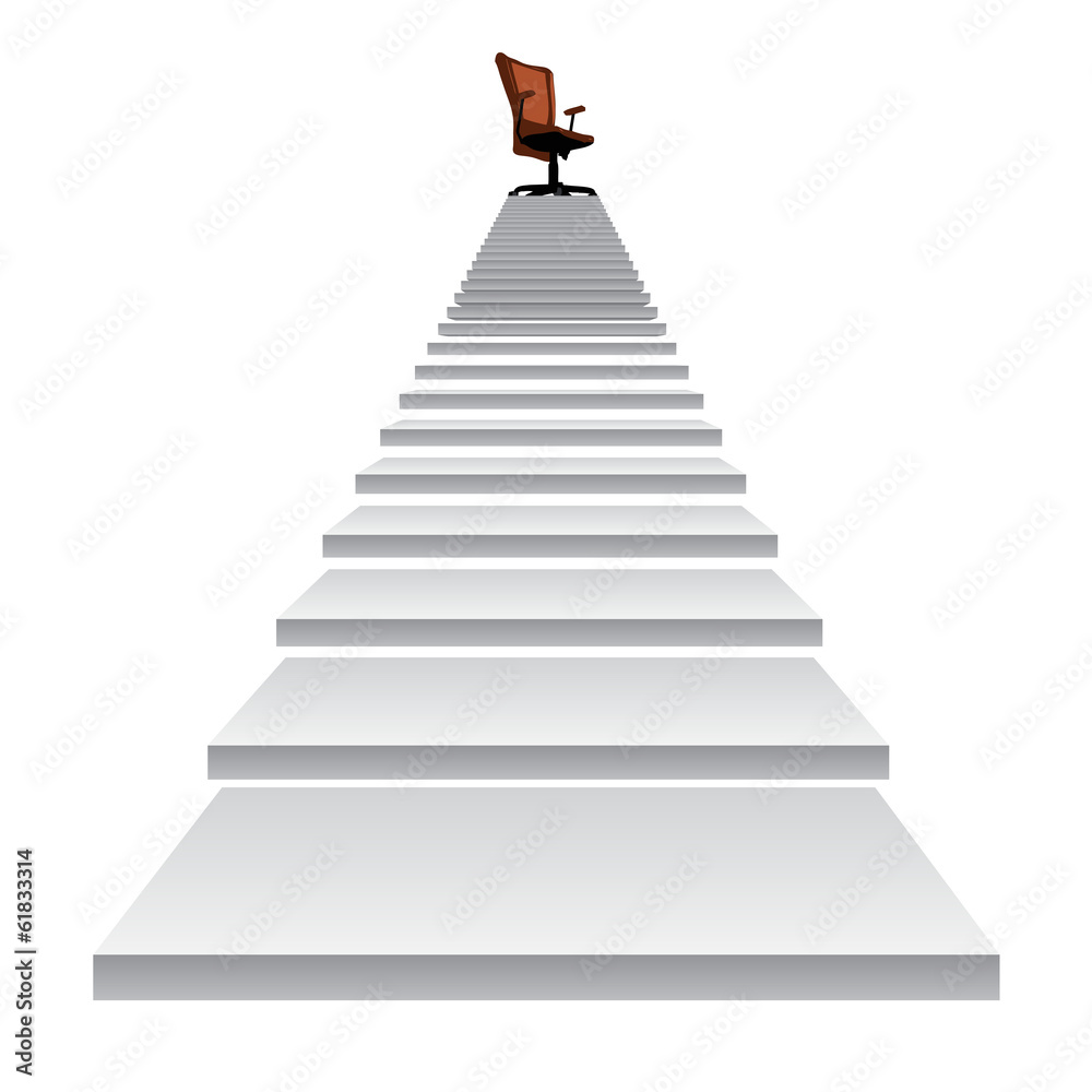 White stair with a chair