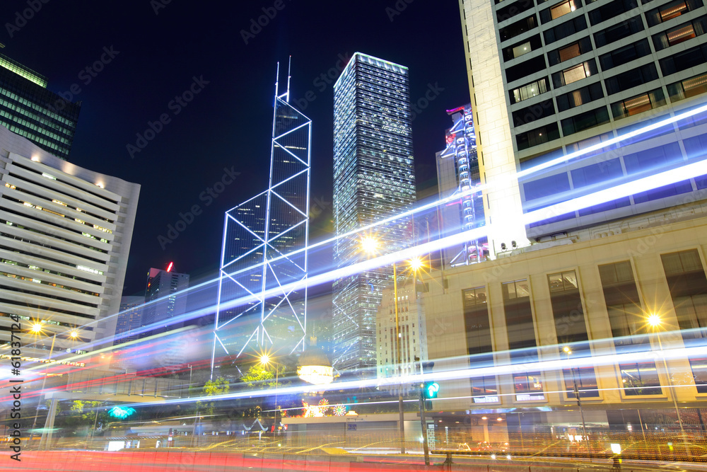 Fototapeta premium Hong Kong with traffic trail