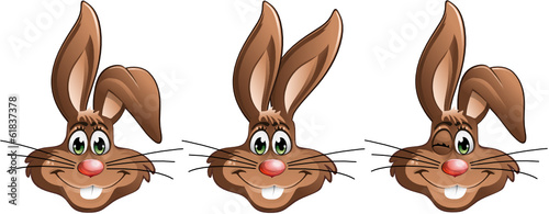 3 different easter bunny heads smile