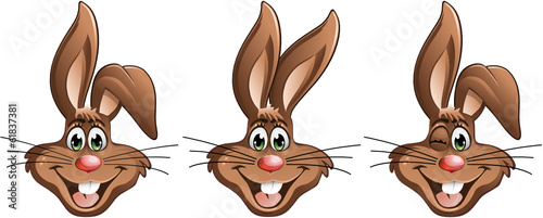 3 different easter bunny heads