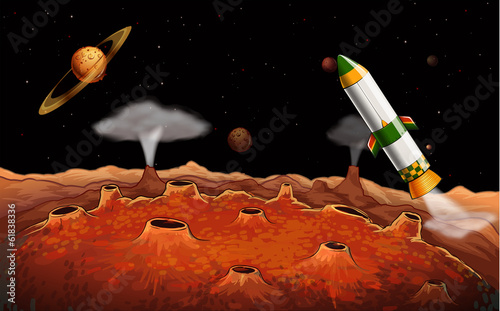 A rocket in the outerspace