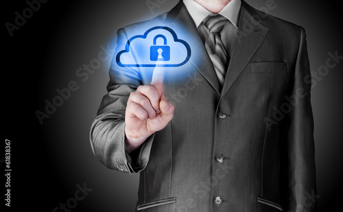 Secure Online Cloud Computing Concept with business man