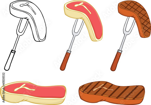 Raw and Grilled Steak. Set Collection