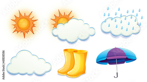 Sunny, cloudy and rainy weathers