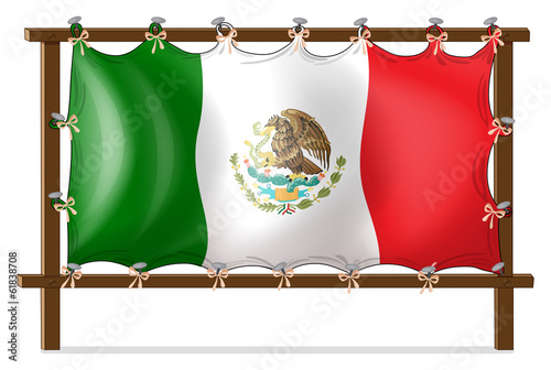 A wooden frame with the flag of Mexico