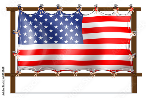 A wooden frame with the American flag