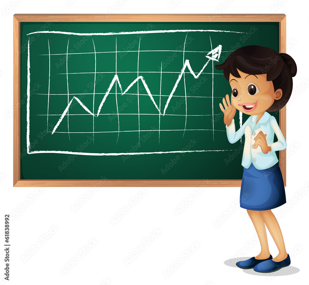 A woman explaining the graph A woman explaining the graph