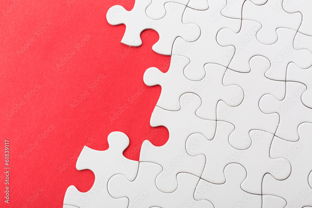 Obraz premium Puzzle missing on red background