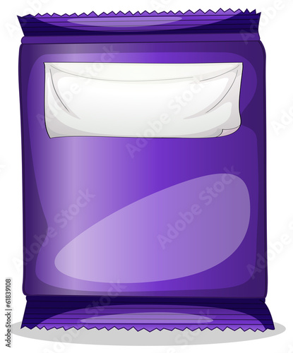 A purple chips container with an empty label template