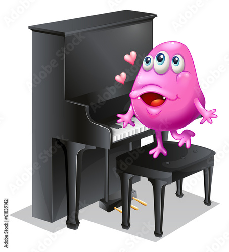A monster playing with the piano