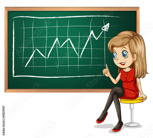 A girl explaining the graph while sitting down