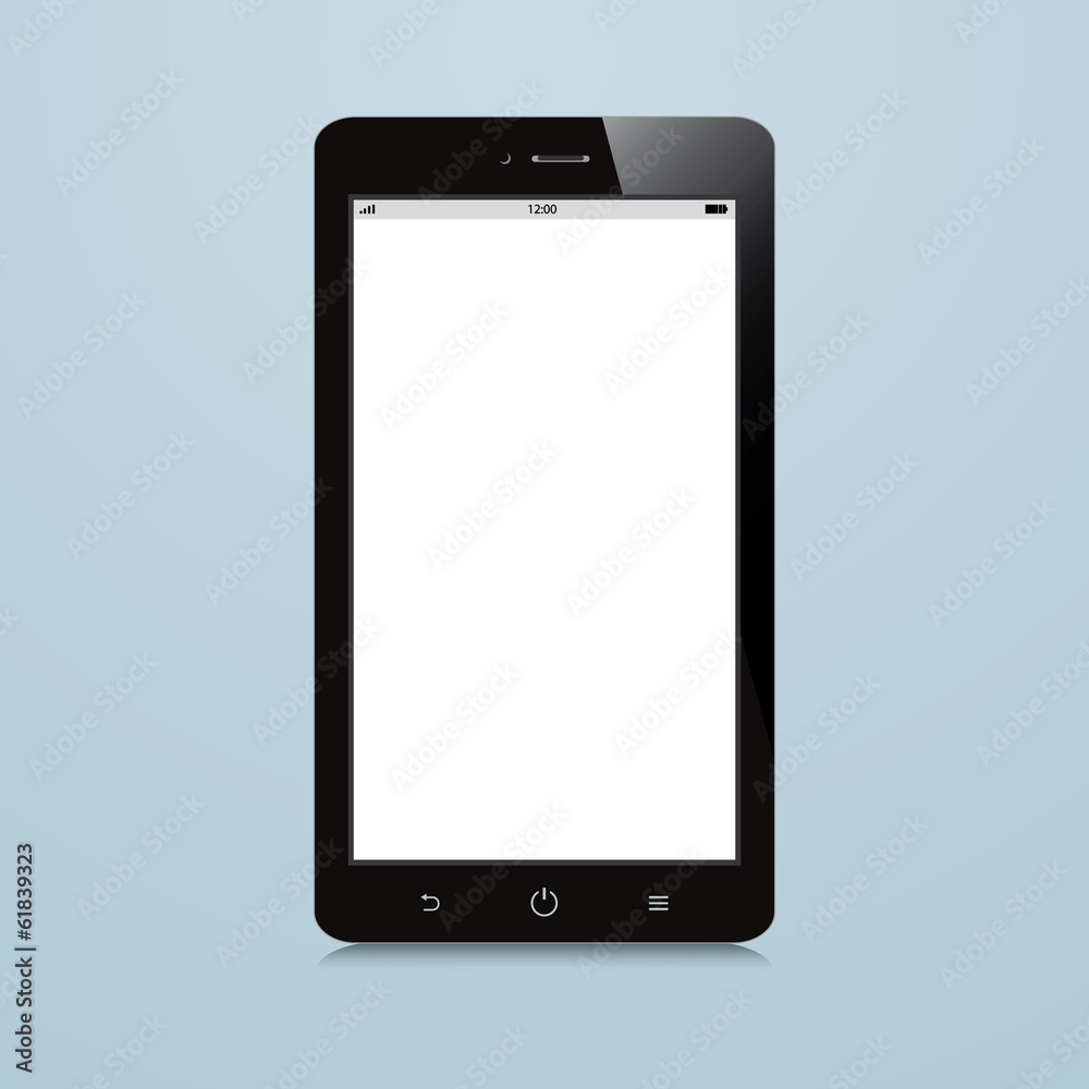 smartphone with white blank screen on blue background smartphone with white blank screen on blue background