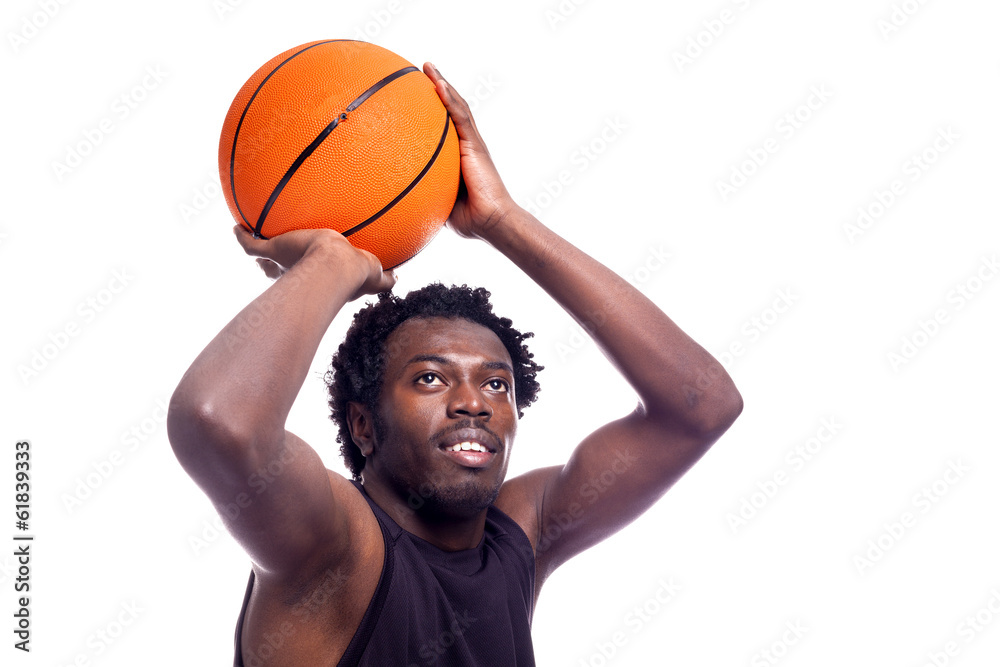 Basketball player isolated over white background