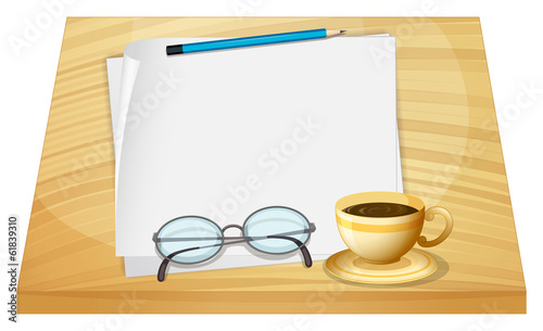 A table with empty pieces of papers