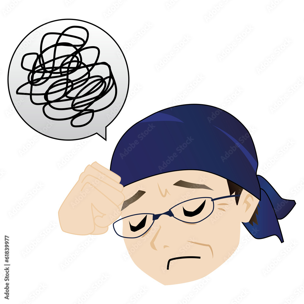 悩む三角巾の中年男性 Stock イラスト Adobe Stock