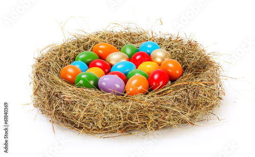 Easter eggs in nest