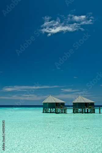 Fototapeta Naklejka Na Ścianę i Meble -  Pair of water villas Maldives Indian Ocean