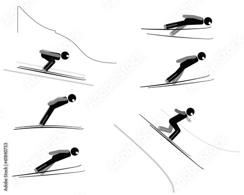 Ski jumping - pictogram set