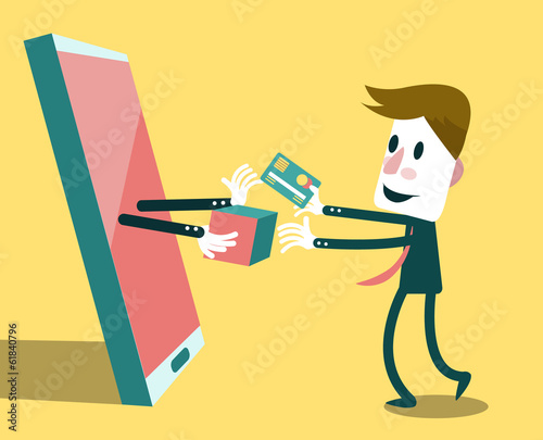 Businessman shopping online with smart phone.