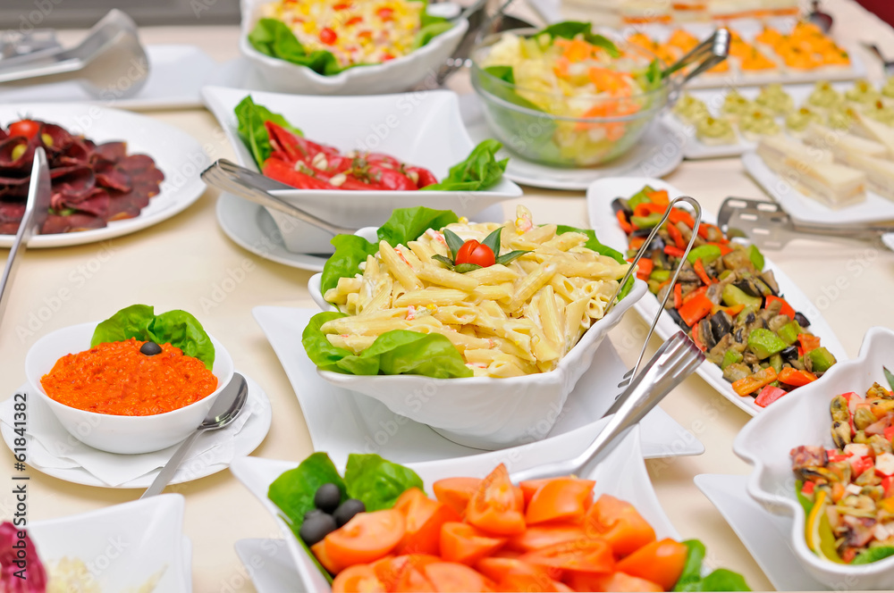 Colorful fresh salads on the table Colorful fresh salads on the table