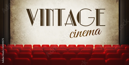 Vintage movie screen in old retro cinema